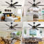 Grand ventilateur de plafond de 60 pouces avec lumières et télécommande, ventilateur de plafond noir réversible à 6 vitesses pour patio-458452689