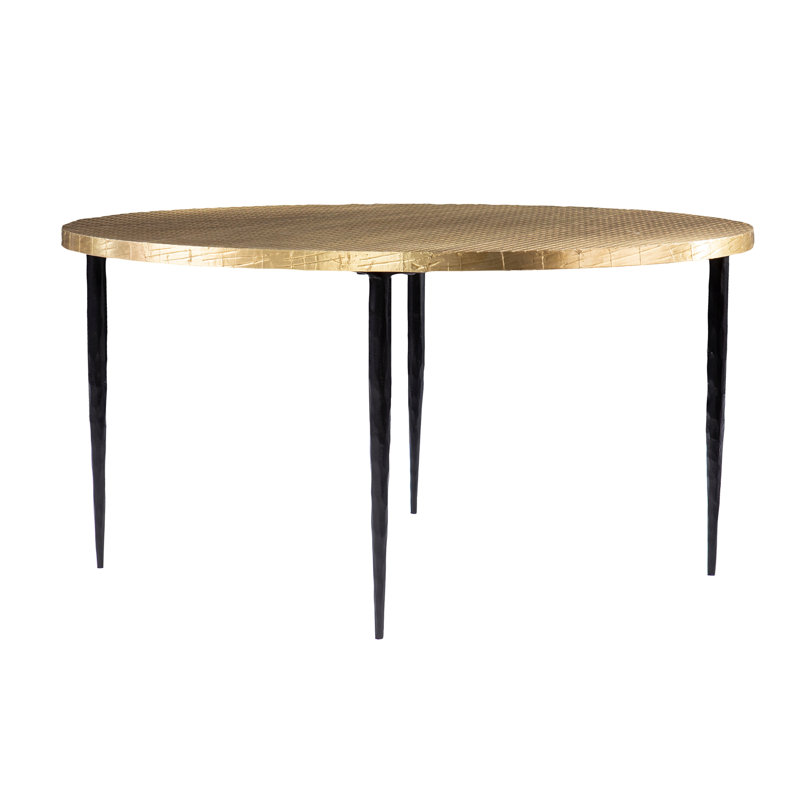 Table basse ronde avec plateau en relief