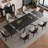 Vetler 9 - Piece 110.23'' Extendable Rectangular Sintered Stone Dining Table with 8 Leather Chairs Dining Set-877645550