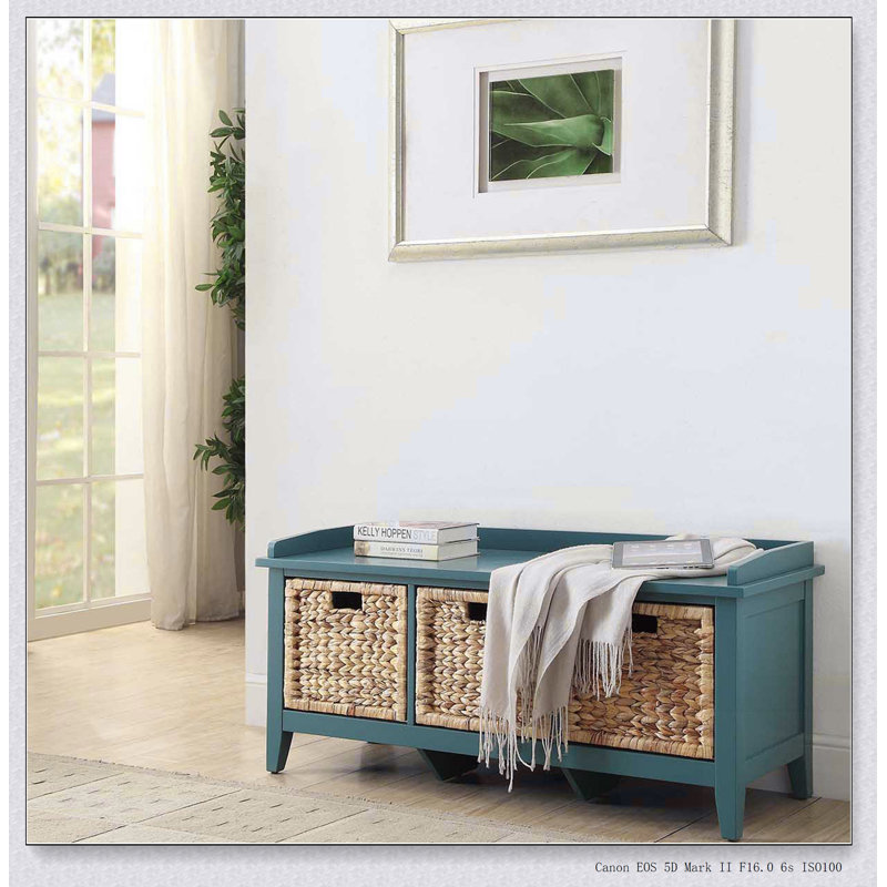 Teal Bench with 3-Drawer