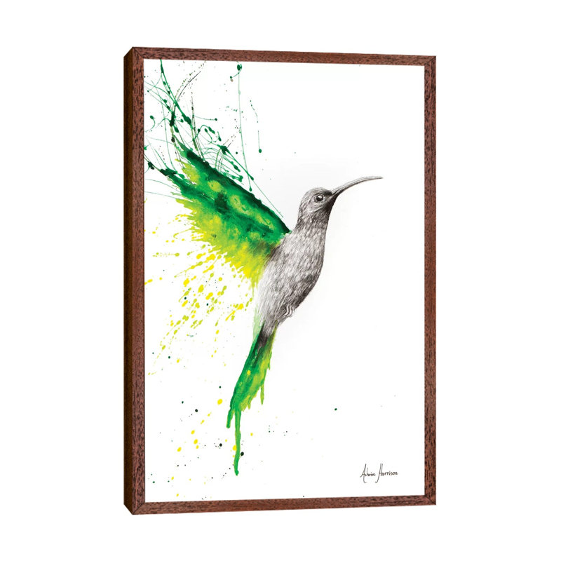 Emerald Sun by Ashvin Harrison - Print on Canvas, 66.04 cm H x 45.72 cm W, Classic Brown Wood Framed