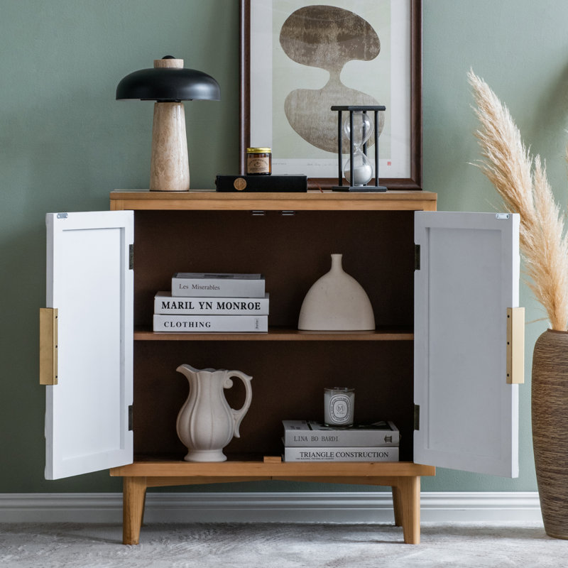 Armoire d'appoint en bois massif naturel vieilli 30 po à 2 portes Hugdahl