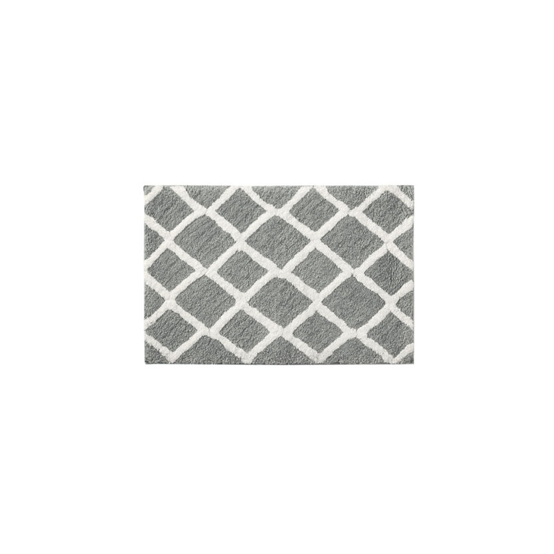 Reversible High Pile Tufted Microfiber Bath Rug, Gray, Rectangle 1'9" x 2'10"