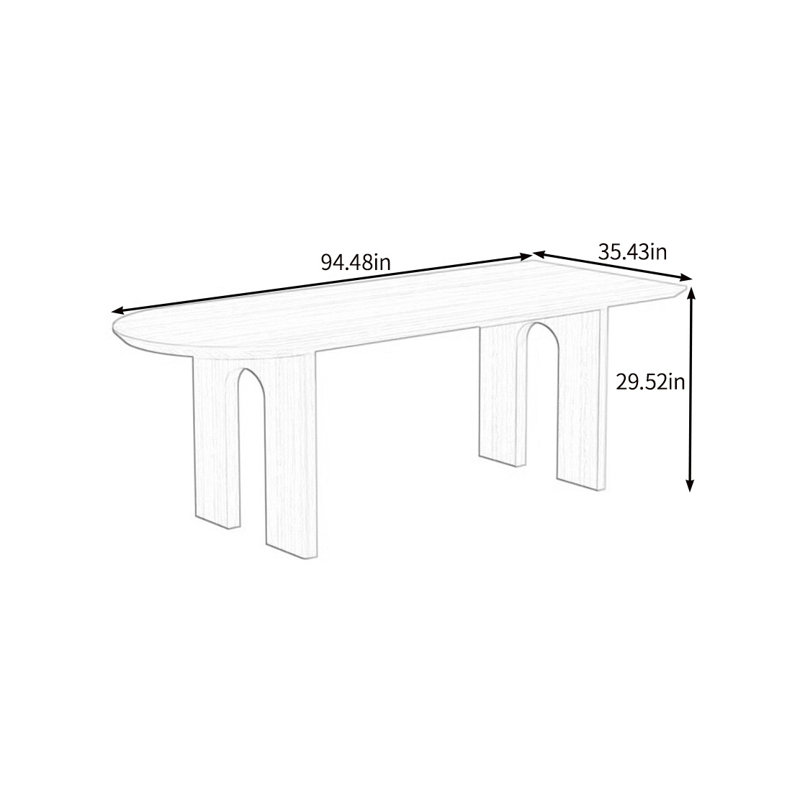 Table de salle à manger en bois massif de qualité, H 29,52 po x L 94,48 po x l 35,43 po