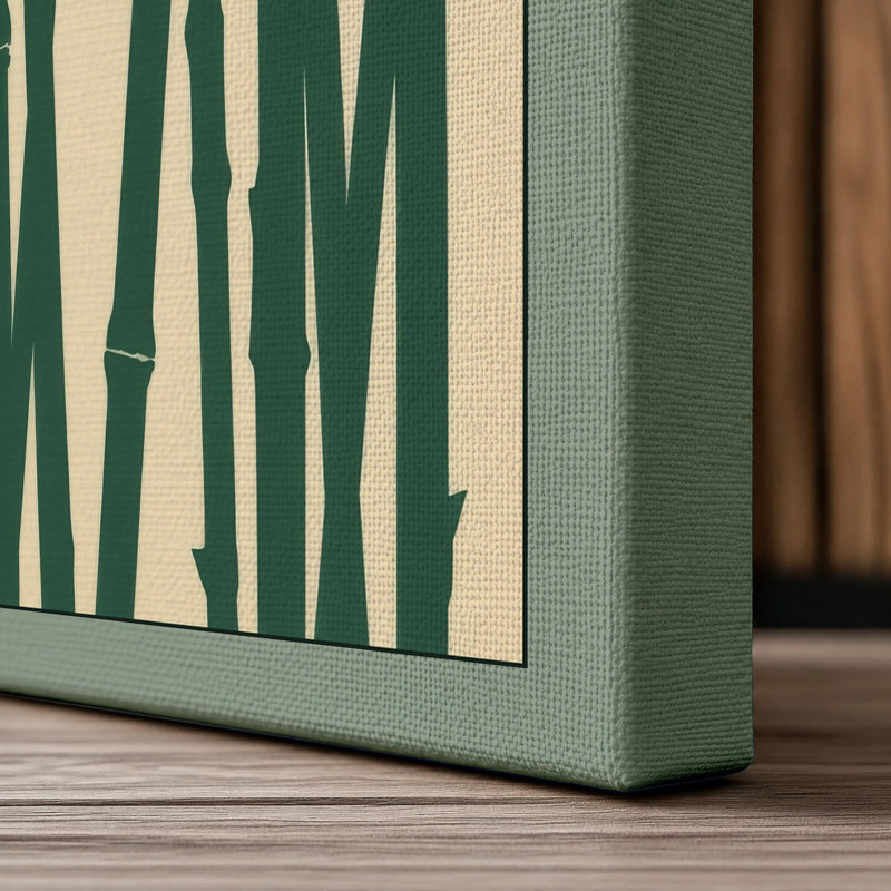 Bamboo in Green Japandi - Wrapped Canvas, 36x24 - 91.4 x 61.0 cm, Sage Border