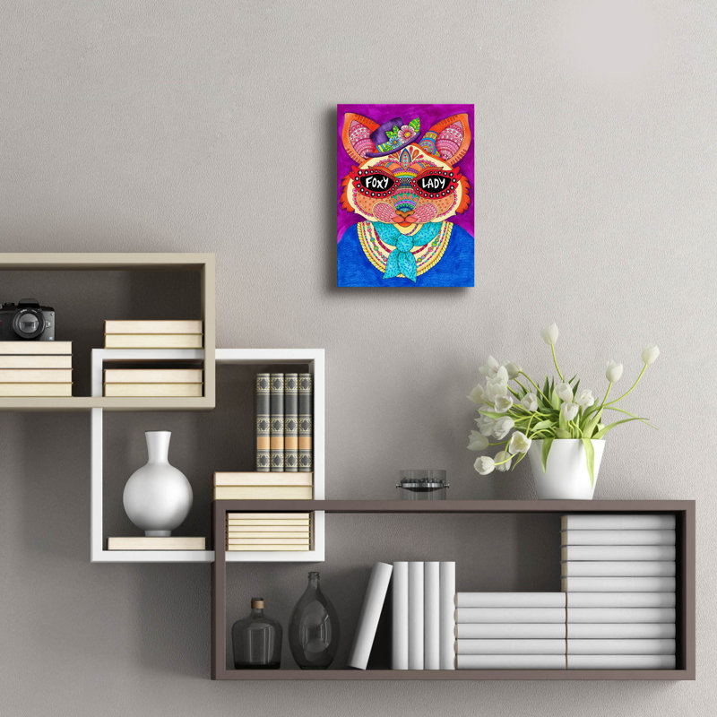Art mural en verre «Foxy Lady» par Hello Angel, H 16 po x l 12 po x P 0,13 po
