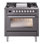 Cuisinière à double combustible 36 ILVE Professional Plus II, 6 brûleurs scellés, plaque chauffante (graphite mat)