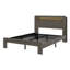 Structure de lit double en bois avec tête de lit à DEL, chargement USB, silencieux, assemblage facile et grand rangement, gris foncé-560317508