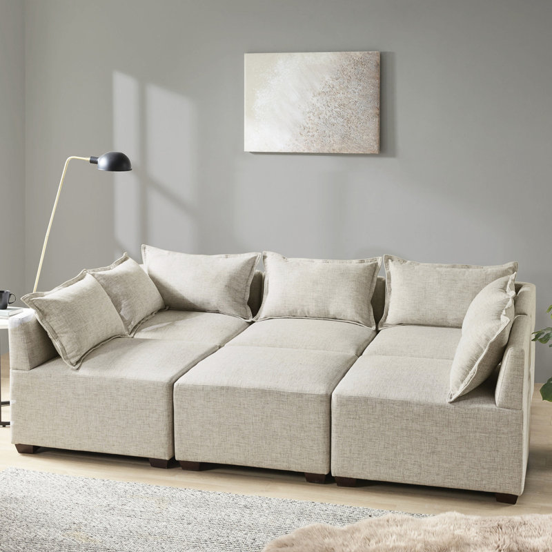 Chaise sans accoudoirs polyvalente, options de conception modulaires, pieds foncés, revêtement, capacité de poids de 300 lb, coussins amovibles, agencements de sièges personnalisables, tissu, coussins, capacité