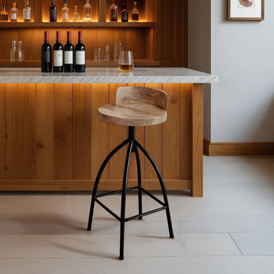  Pia Adjustable Extra Tall Barstool with Mango Wood Seat-32"H