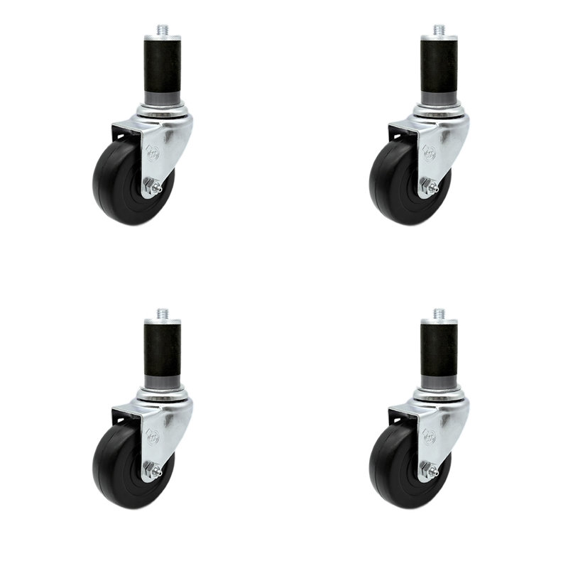 3 Inch Hard Rubber Wheel Swivel 1-1/2 Inch Expanding Stem Caster Set SCC/SCC-EX20S314-HRS-MTG46-4