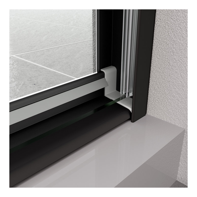 Bathtub Bypass shower door, sliding door, with 1/4" tempered glass and 56"-60"x58", Matte Black