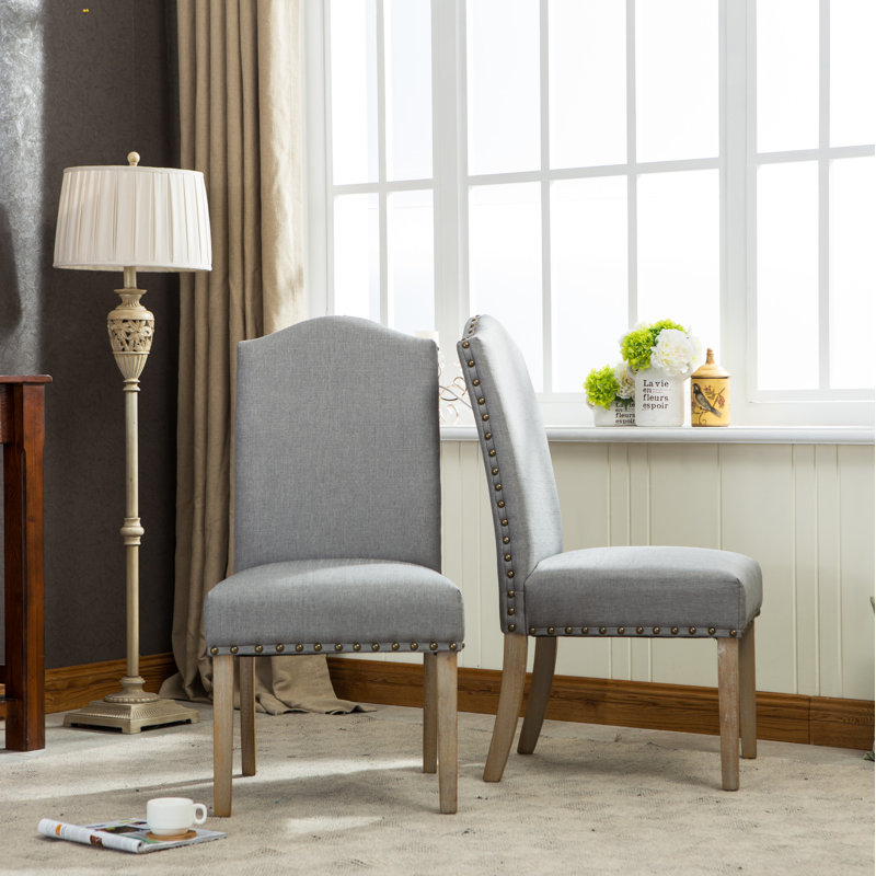 20'' H Upholstered Side Chair, Gray, 2