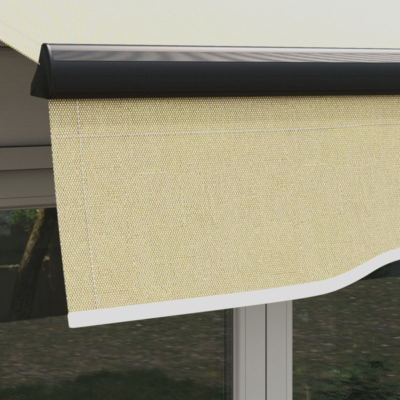 Auvent de terrasse rétractable 8 pi x 6,5 pi avec abri de soleil avec manivelle, tissu 280 g / m², structure en aluminium robuste pour terrasse, balcon, cour, auvent de terrasse beige rétractable, résistance et acier