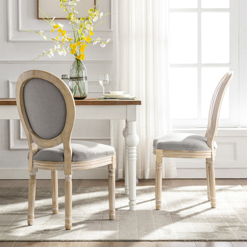 Macaulay 52 cm H Upholstered Linen Dining Chair, Grey, Natural