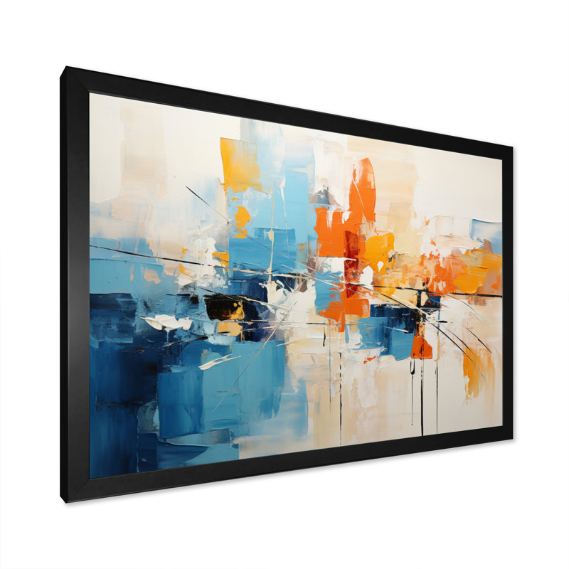 Gerbrand papier Euphoria I - abstrait, collage, toile, art mural, H 34 po x l 44 po x P 1,5 po, Cadre photo noir