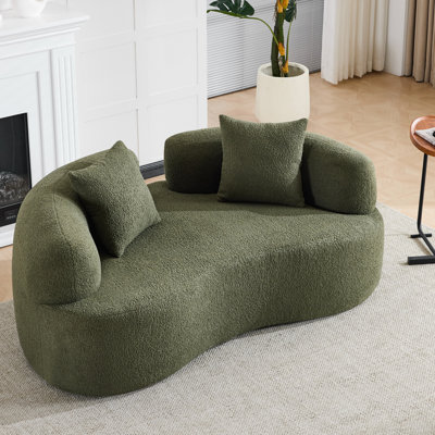Canapé incurvé de 165 cm avec revêtement, mousse à compression intégrale, design ergonomique, sans montage, idéal pour les pièces principales modernes, coussin mi-ferme, capacité de 159 kg, assemblage requis, parfait pour les appartements