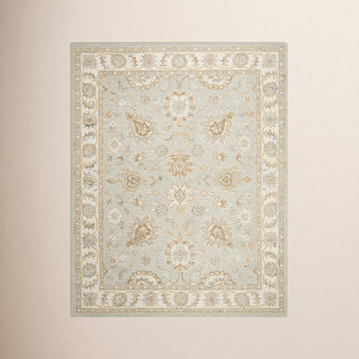Desmondia Handmade Wool Aqua/Ivory Rug
