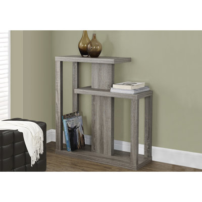 Table d'appoint de salon - Style moderne étroit avec stratifié taupe, finition foncée pour console décorative à trois niveaux