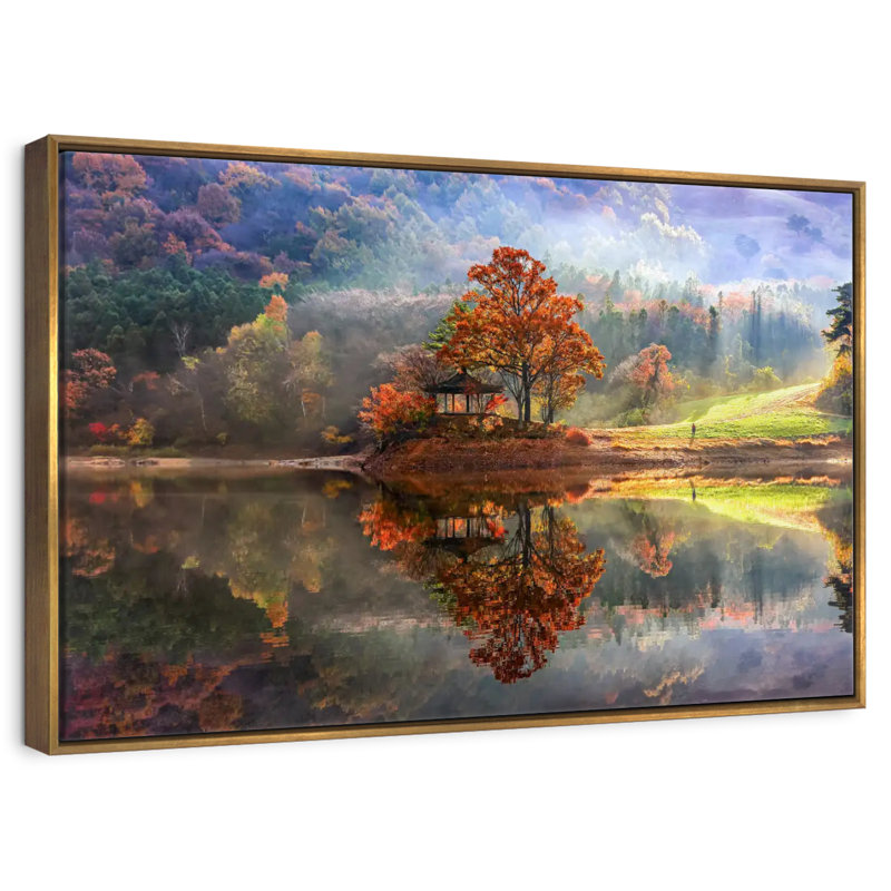 Enchanted Lake, 25" X 17", Floating Frame Gold