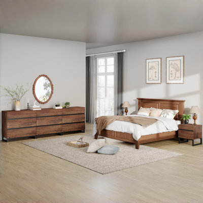 Ensemble de meubles de chambre à coucher 3 pièces, commode et commode 94,5 pouces avec 9 tiroirs, 2 tables de chevet avec 2 tiroirs, table d'appoint pour chambre à coucher, ensemble de meubles de chambre à coucher