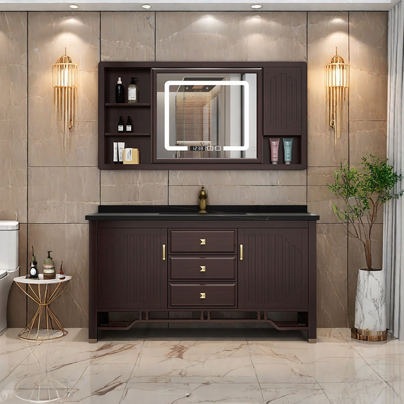 Armoire de salle de bain haut de gamme rétro et simple, 51"