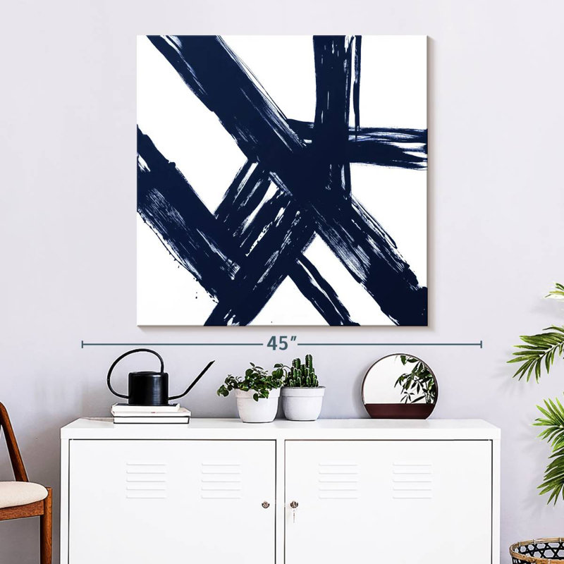 Strokes In Navy I, 33" H x 33" W
