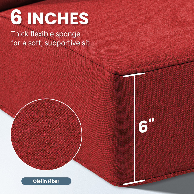 6" Thick Outdoor Cushions 22X24x6, Deep Seat Patio Cushions With Removable Cover, Waterproof & Fade Resistant Replacement For Wicker Chair, Loveseat, Sofa