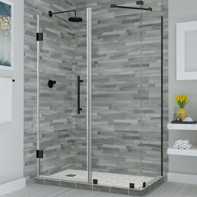 Cabine de douche rectangulaire à charnière sans cadre 52,25 po x 72 po Bromley