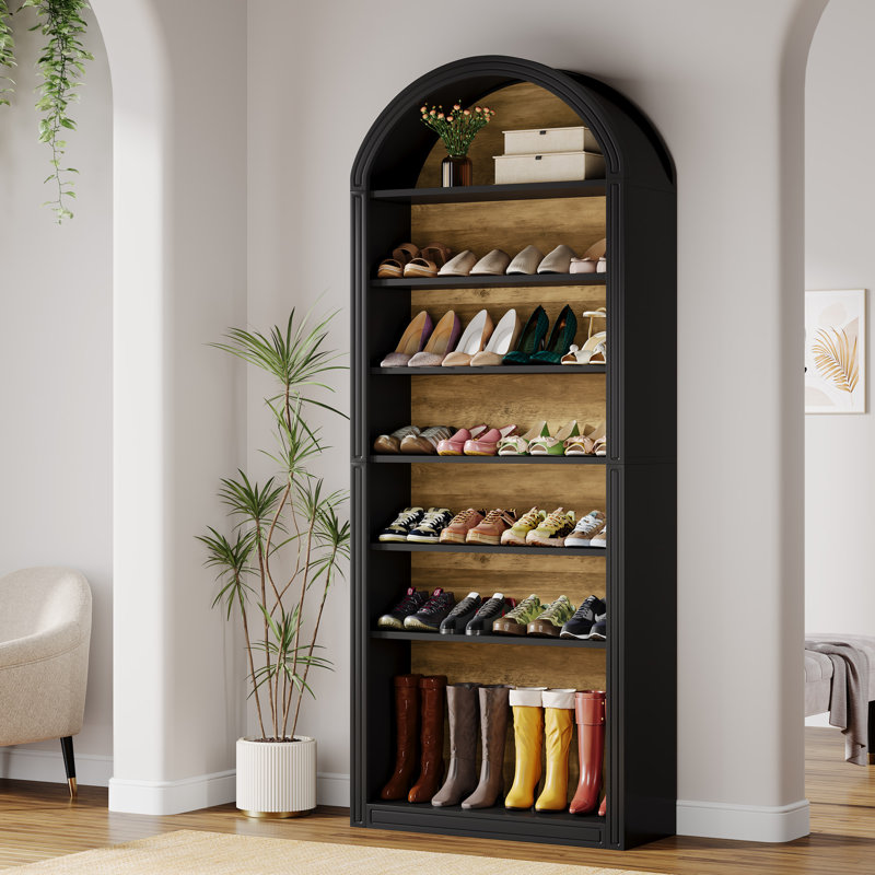 Armoire de rangement pour chaussures à 8 niveaux, Noir, noir, noir, noir, (8 Shelves) 79.53"H x 31,5"W x 11.81"D.
