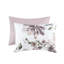 Grand édredon et drap - taupe, lit à motif floral avec draps mauves-128128333