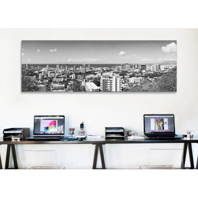 « honolulu horizon cityscape », reproduction de photo sur toile en gris