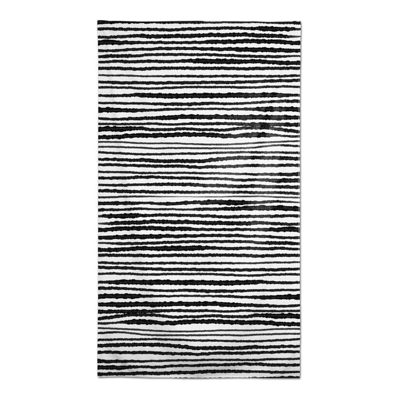 Nappe rectangulaire à rayures en polyester, Noir