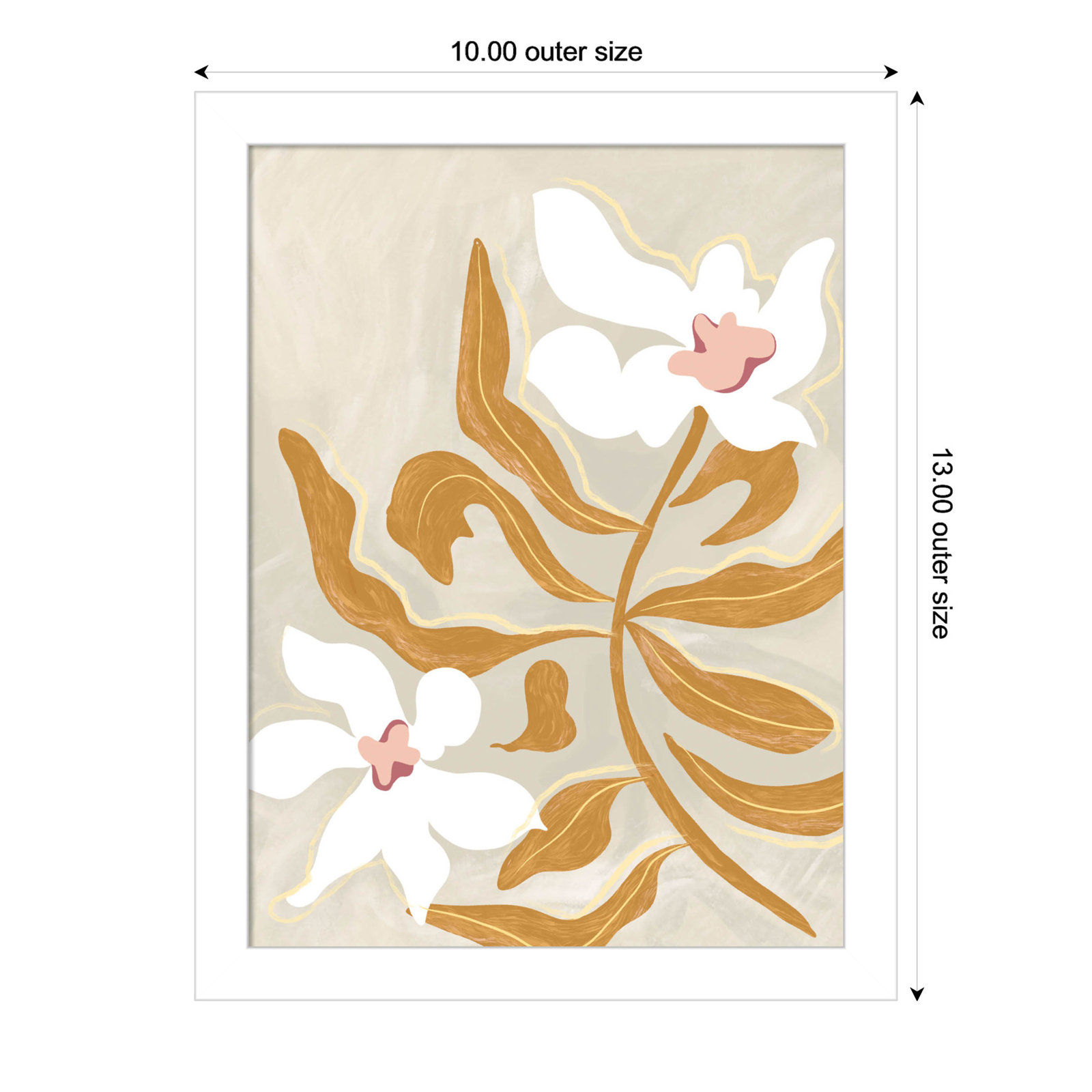 Pattison "Flower Flower Flower" Print, White, 13" H x 10" W
