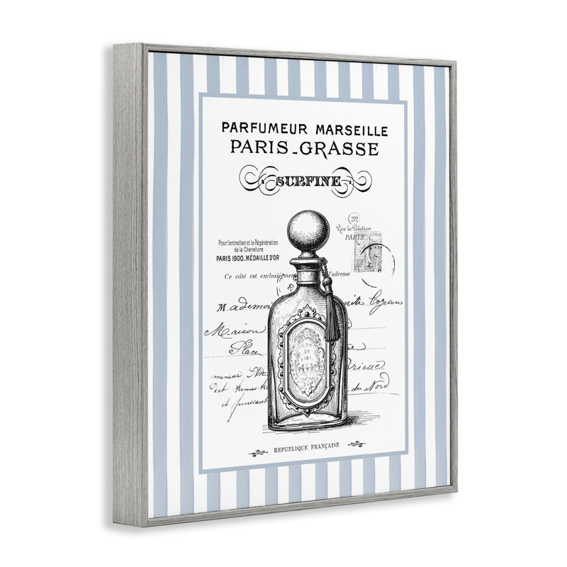 Giclée encadrée de parfum français sur rayures, design par lettré et doublé, Estampe numérique Farmhouse, H 30 po x l 24 po