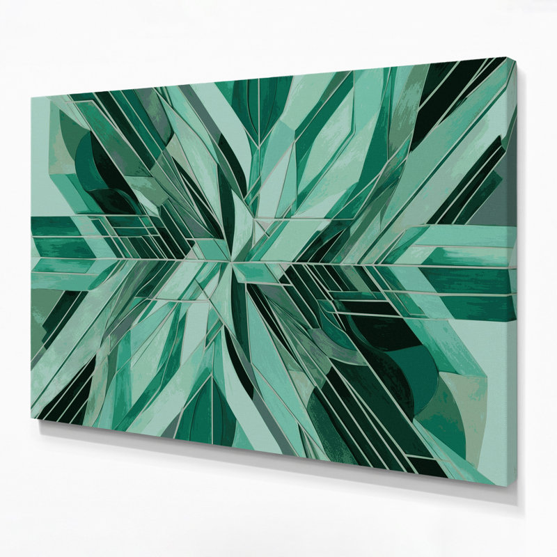 Geometric Abstraction 25 Green Canvas Wall Art, 8" H x 10" W