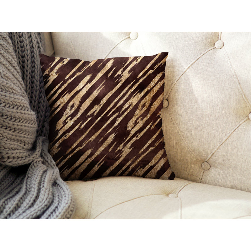 Coussin décoratif intérieur / extérieur Sana, L 19 po x H 19 po, Brun / or