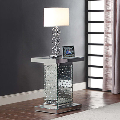 Nysa End Table, Mirrored & Faux Crystals