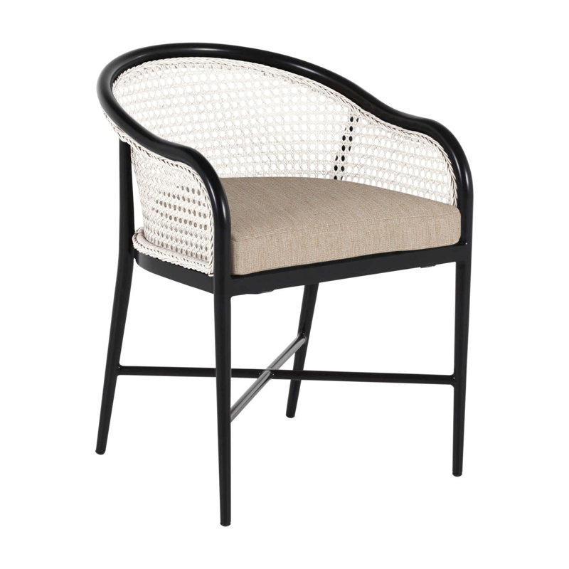 Havana Arm Chair, No Welt, Chalk/Natural Cane, Rollo Lace