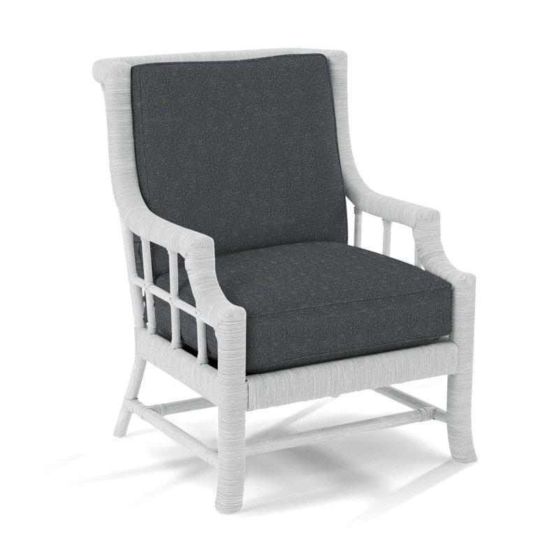 Fauteuil Lafayette, Blanc givré, Jacquard géométrique bleu 0414-63