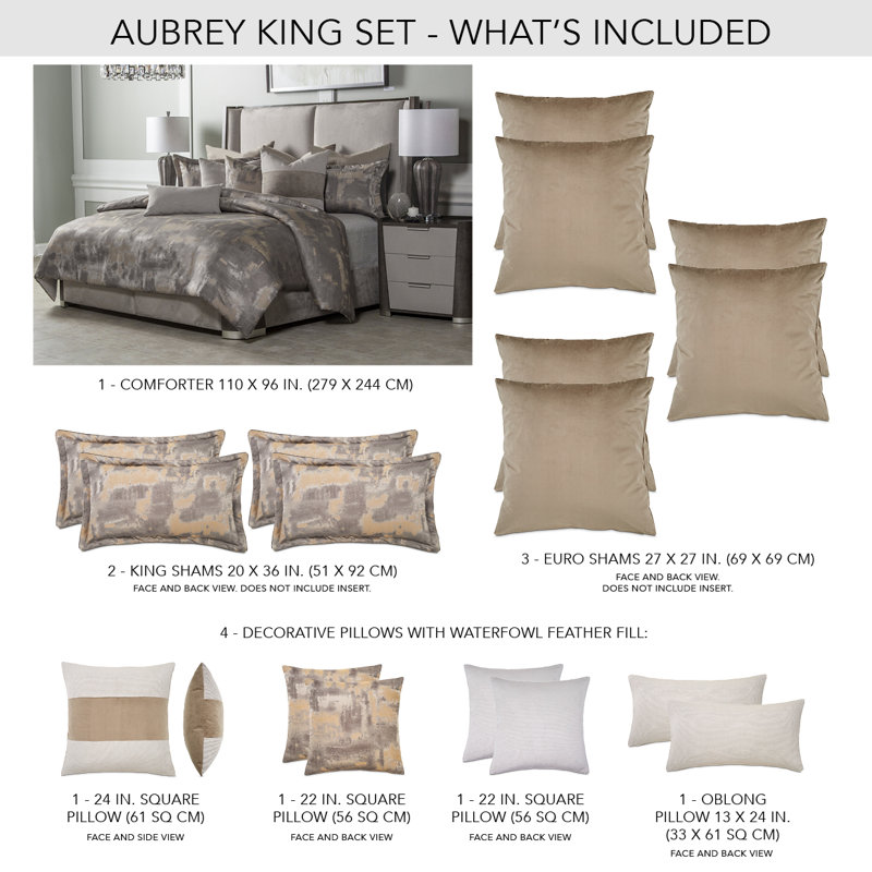 Aubrey Comforter Set - Patina, King Comforter + 4 Shams + 4 Pillows