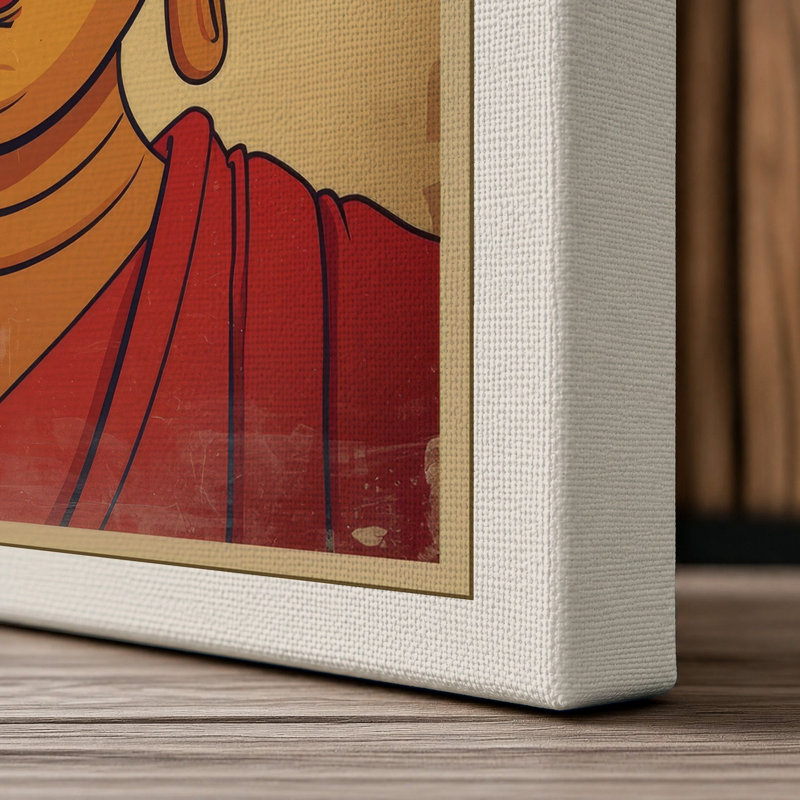 Serene Buddha Japandi - Wrapped Canvas, 36x24 - 91.4 x 61.0 cm, Cream Border