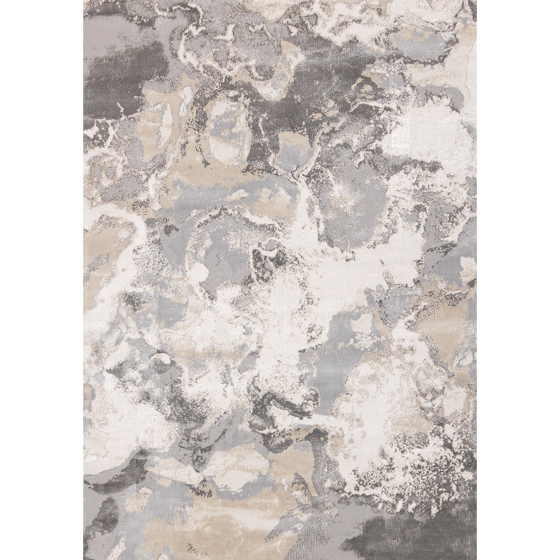 Katsusuke Grey Organic Polypropylene Stain Resistant Living Room Carpet, Rectangle 6'7" x 9'6"