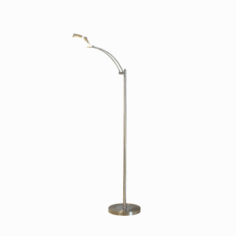 Lampe sur pied DEL en métal blanc avec table d'appoint