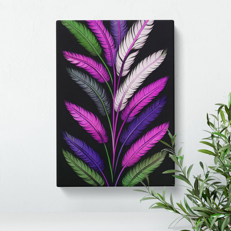 Retro Feathers No.4 - Wrapped Canvas, 50cm H x 35cm W x 3cm D