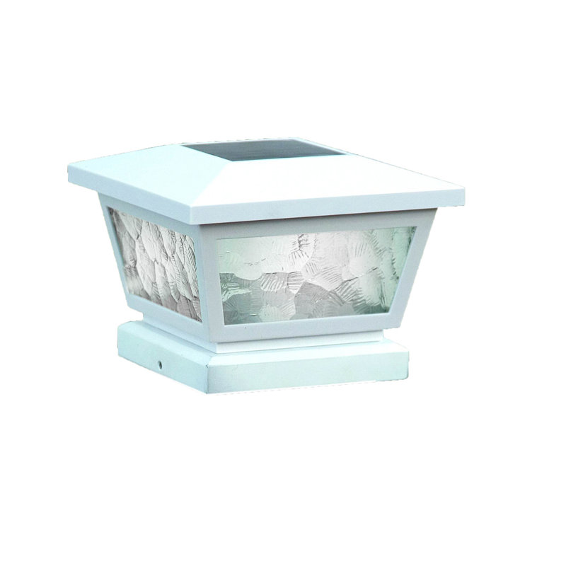 Low Voltage Integrated LED Fence Post Cap Light 5 In. X 5 In. with Base Adapter Included, White