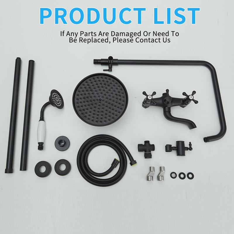 Système de douche complet à aiguilleur, Noir mat