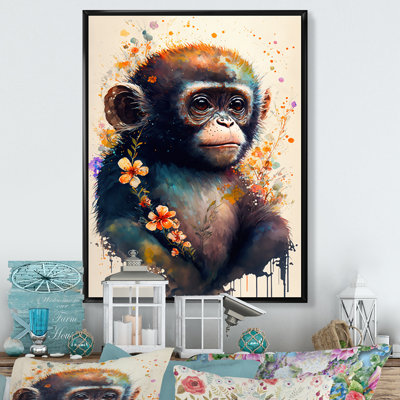 Mignon singe, art floral II - impression