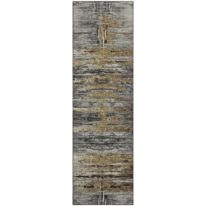 Premium Machine Washable Prisco Gray Rug, Runner 2'3" x 7'6"