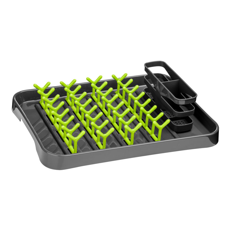 11cm Dish Drainer, Lime Green / Grey